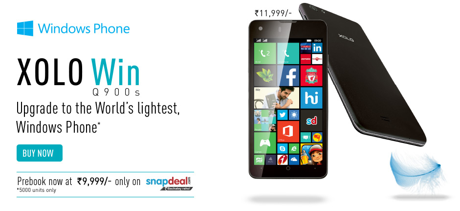 The Xolo WIN Q900s weighs only 100 grams - Lightweight Windows Phone 8.1 handset announced by Xolo; phone due out next month