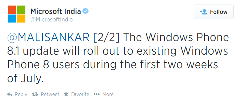 Microsoft India answers the question that Windows Phone users are asking - Windows Phone 8.1 to be pushed out in the first two weeks of next month?
