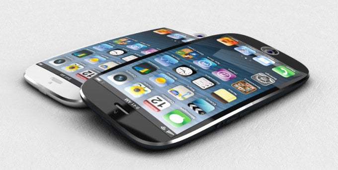 An artists rendition of a curved iPhone - The iPhone 6 might surprise with different looks: curved screen and a glowing Apple logo