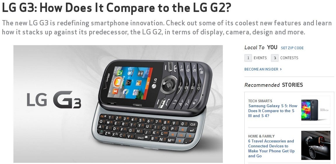 LG G3 gets compared to the G2 at Verizon, the result is inadvertently hilarious