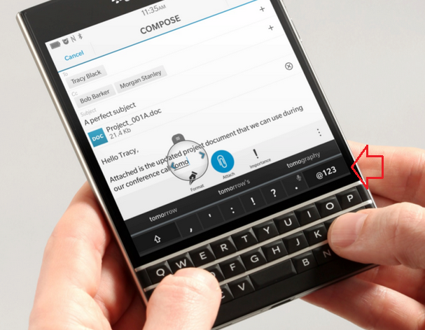 Check out the virtual keys on the BlackBerry Passport's QWERTY keyboard - The BlackBerry Passport QWERTY revealed