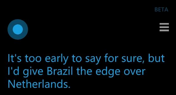 Cortana takes her first loss in the Knockout round - Cortana's World Cup streak ends at 14