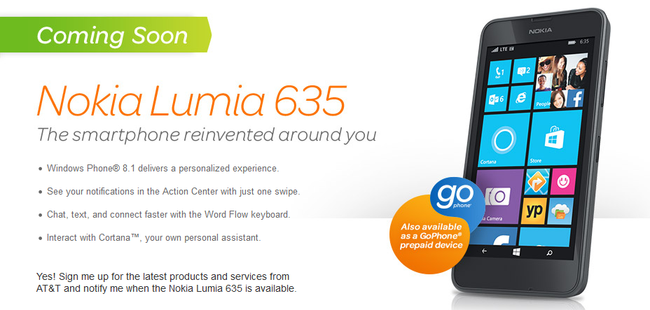 The Nokia Lumia 635 is coming to AT&amp;amp;T - Nokia Lumia 635 and Windows Phone 8.1 on the way to AT&amp;T