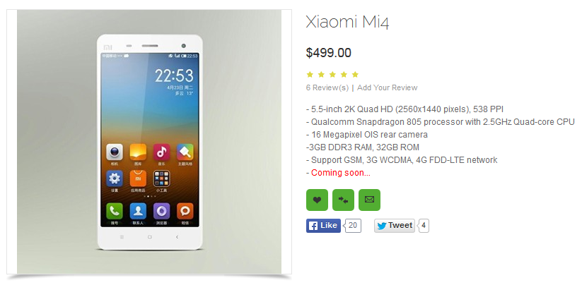The Xiaomi Mi4 is being unveiled on Tuesday - Latest rumored Xiaomi Mi4 specs appear on website