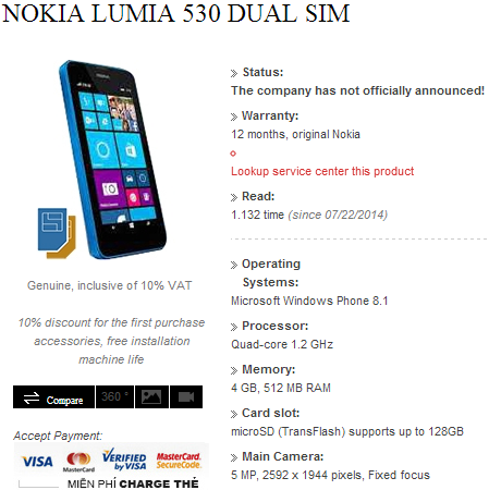 nokia lumia 530 dual sim white