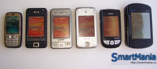 from left to right are HTC Vox, Eten X500+, X500, M700, M600+, HTC Universal - Eten X500+ has VGA display