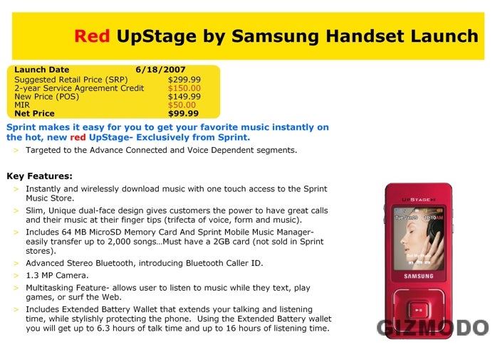 Red Upstage - Sprint gets PPC-6800 and red UpStage on 18th