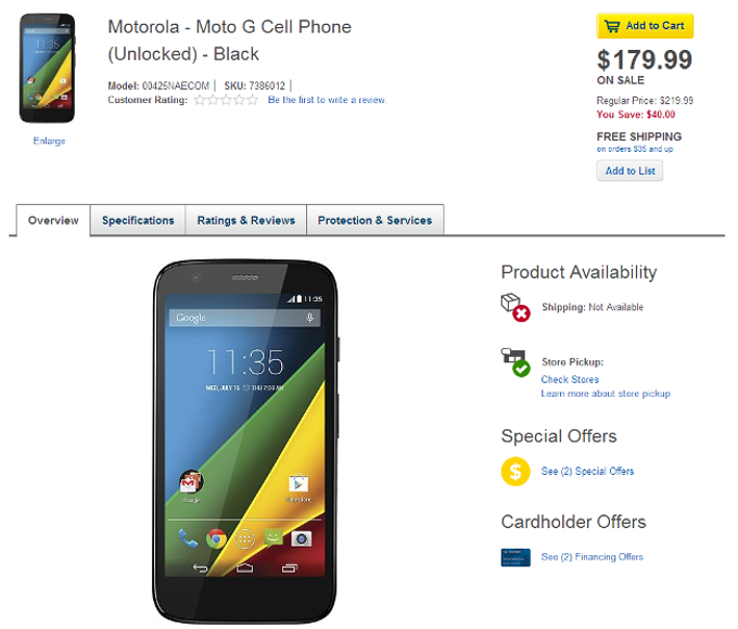 Motorola Moto G LTE sells for just $179.99 at BestBuy at the moment, but there's a catch