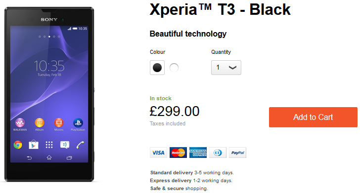 Unlocked Xperia T3 now available in Europe via Sony Store