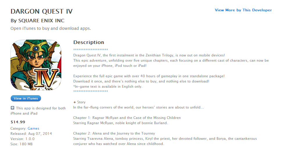 Square Enix's Dragon Quest IV surfaces on iOS, flaunts a typo and 40 hours of turn-based gameplay