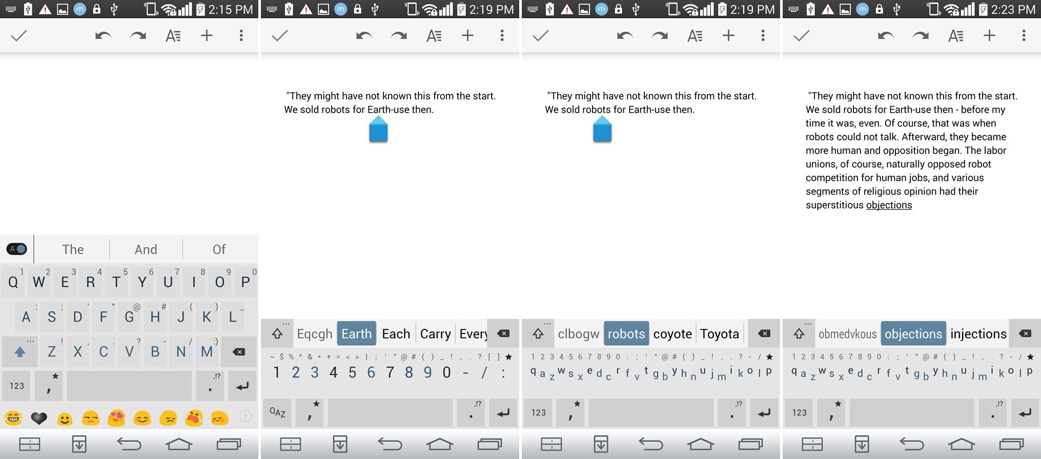 Android keyboard app shoot-out - Fleksy, Minuum, Swiftkey, and Swype battle for glory