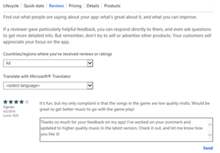 More Windows Phone developers can respond to customer reviews posted in the Windows Phone Store - More developers now able to respond to reviews in the Windows Phone Store
