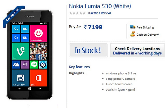 The Nokia Lumia 530 is now available in India - Nokia Lumia 530 launches in India