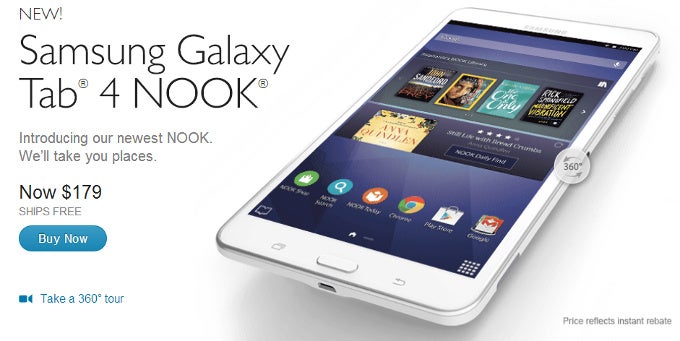 Samsung and Barnes &amp; Noble unveil Galaxy Tab 4 Nook tablet: a $179 7 incher with $200 worth of free content