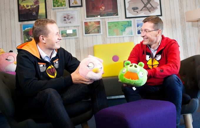 Mikael Hed (left) and Pekka Rantala (right) have begun a transition where Pakka will assume the role of CEO of Rovio Janurary of next year.&nbsp; Hed will lead Rovio Animation Studios - Angry Birds maker Rovio to replace CEO