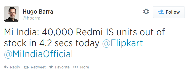 Another flash sale success for Xiaomi - In 4.2 seconds, Xiaomi sells 40,000 Xiaomi Redmi 1S units in India