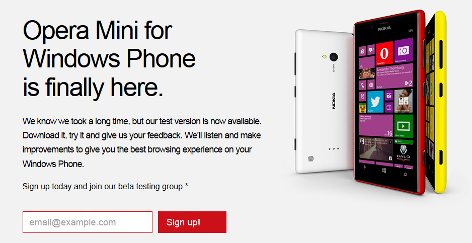 Opera Mini can now be beta tested by Windows Phone users - Opera Mini beta available now for Windows Phone users