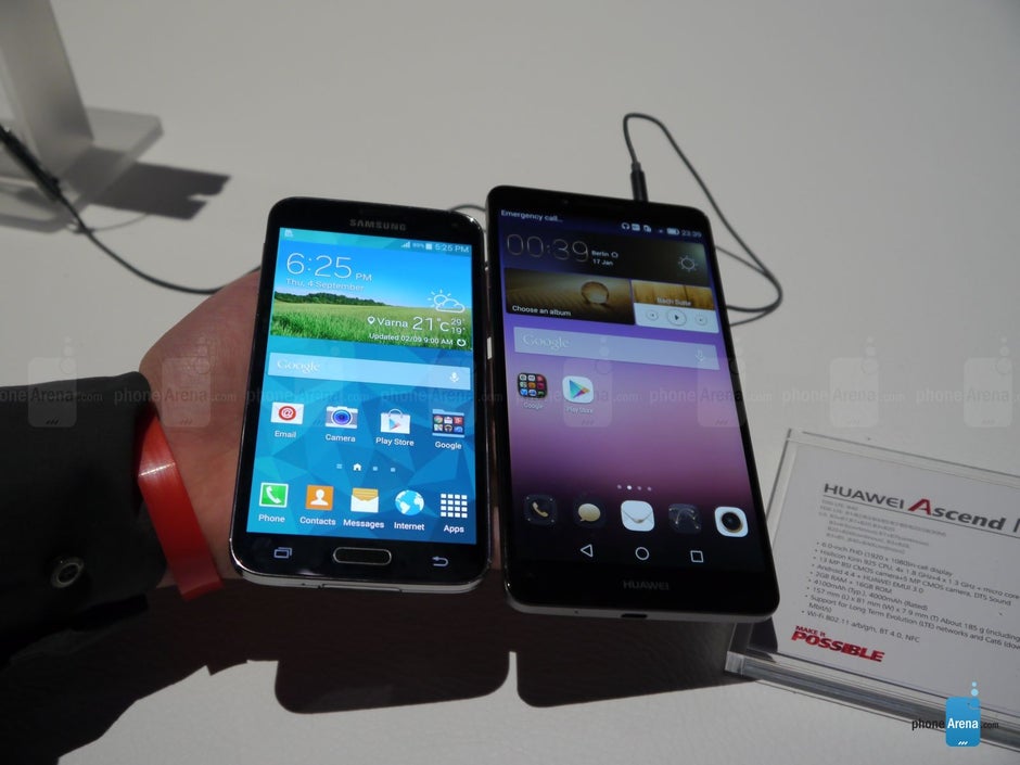 Huawei Ascend Mate 7 vs Samsung Galaxy S5 - first look - Huawei Ascend Mate 7 vs Samsung Galaxy S5: first look