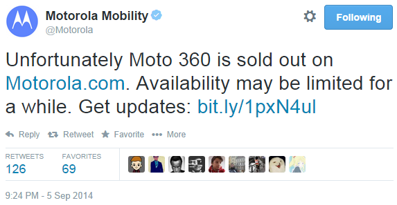 Motorola says the Moto 360 is sold out, expects limited availability for a while