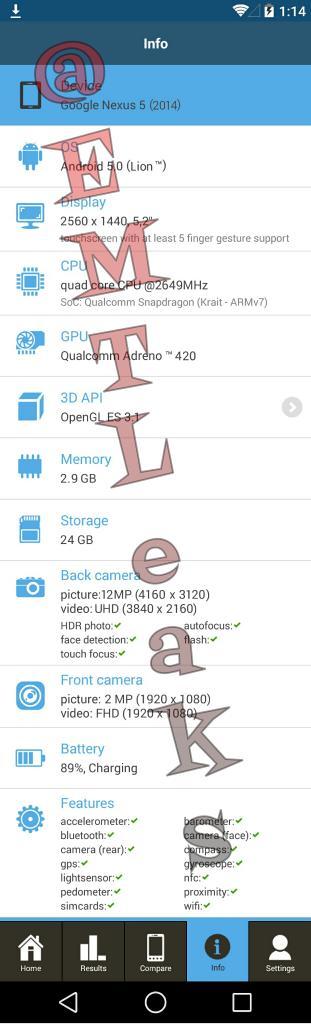 Nexus 5 (2014) benchmarks leak, reveal Android 5.0 Lion surprise