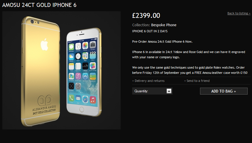 Pre-order the Apple iPhone 6 now, in 24K Gold - Pre-order the Amosu 24K Gold Apple iPhone 6 starting at $3872