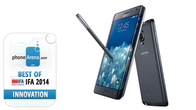 Samsung's Galaxy Note Edge comes with a promising new feature - a curved screen area to the side, which is used to display notifications, app controls, and more. - Best innovation of IFA 2014: PhoneArena Awards