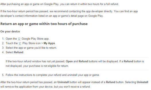 The Google Play Store now has an official two hour refund window for games and apps - Google officially expands Google Play Store refund window to two hours
