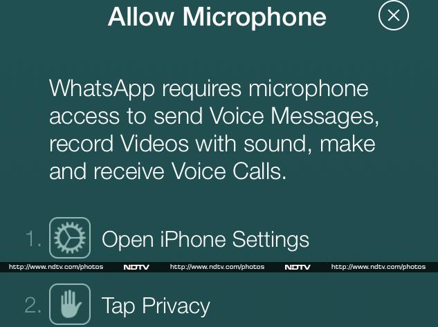 Pop-up message that appears if your iPhone doesn't give WhatsApp permission to use the microphone on the phone - WhatsApp? Voice calling, that's what