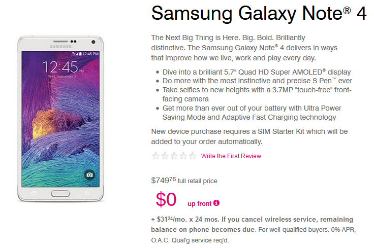 The Samsung Galaxy Note 4 can be pre-ordered from T-Mobile - T-Mobile accepting Samsung Galaxy Note 4 pre-orders