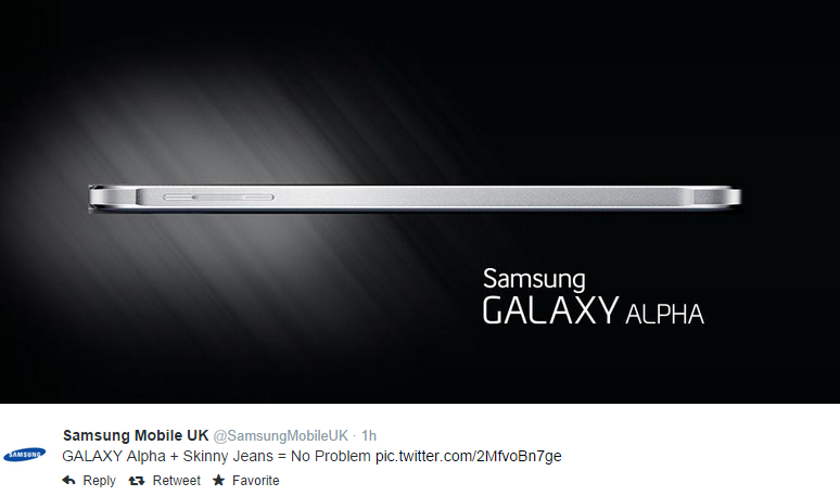 Samsung takes a jab at Apple, says you'll have no problems carrying a Galaxy Alpha in skinny jeans