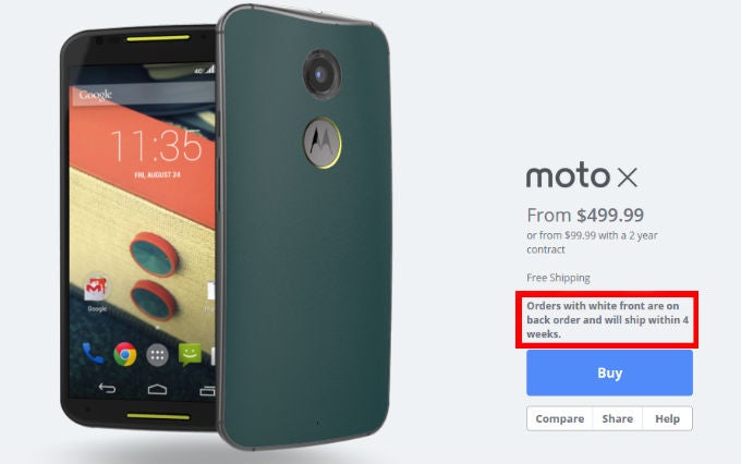 White front Moto X on 4 week delay through Moto Maker due to &quot;unexpected demand&quot;