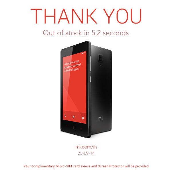 Xiaomi Redmi 1S flash sale goes 0 to 60,000 in 13.9 seconds