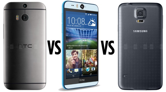 First camera samples from the HTC Desire EYE get compared with the HTC One (M8) and the Samsung Galaxy S5