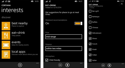 In Europe, Cortana will now suggest a place to dine - International version of Cortana now recommends places to eat and drink