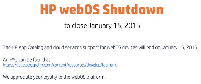 HP officially kills off its webOS services