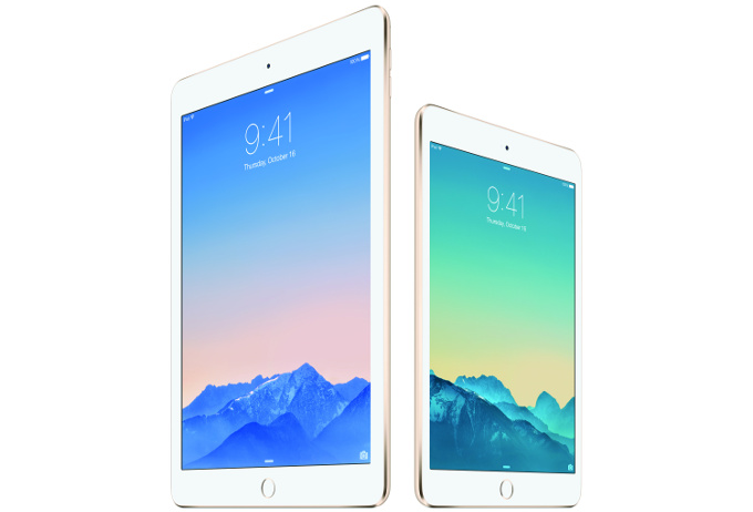 Apple's iPad Air 2 (on the left) and iPad mini 3 (on the right) - Apple 2014 iPad event round-up: all you need to know about iPad Air 2 and iPad mini 3