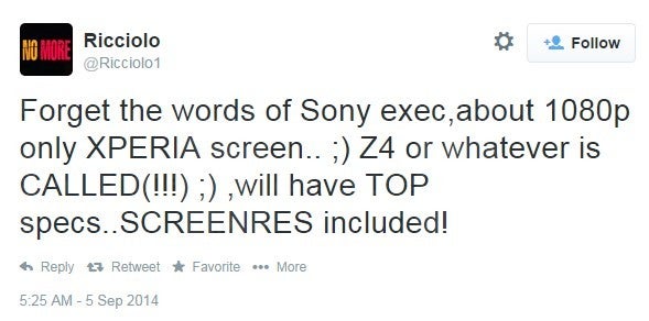 Sony to pull out all stops with the Z4, tipster claims: 5.5" QHD, Snapdragon 810, amped speakers and new camera