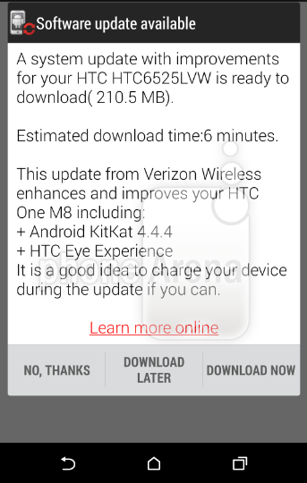 Verizon version of the HTC One (M8) receives Android 4.4.4 and the Eye Experience update - Verizon's HTC One (M8) receives Android 4.4.4 and the Eye Experience update