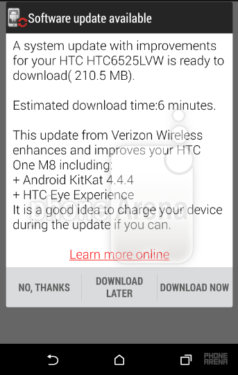 Verizon version of the HTC One (M8) receives Android 4.4.4 and the Eye Experience update - Verizon&#039;s HTC One (M8) receives Android 4.4.4 and the Eye Experience update
