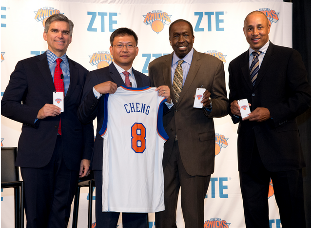 The New York Knicks are one of three NBA teams that is partnering with ZTE for the new season - ZTE becomes official smartphone for three NBA teams