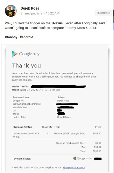 Even geeks who didn't think they wanted a Nexus 6, ended up buying a Nexus 6, something that will probably be a common occurrence - Tried to order a Nexus 6 and failed? You’re not alone