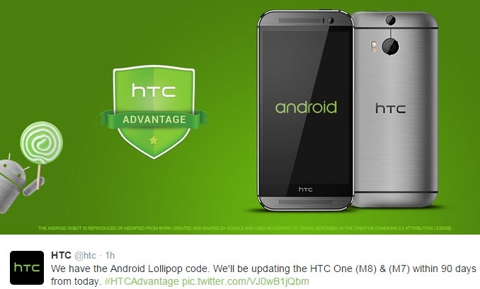 HTC One (M8) and One (M7) will get Android 5.0 Lollipop within 90 days from now