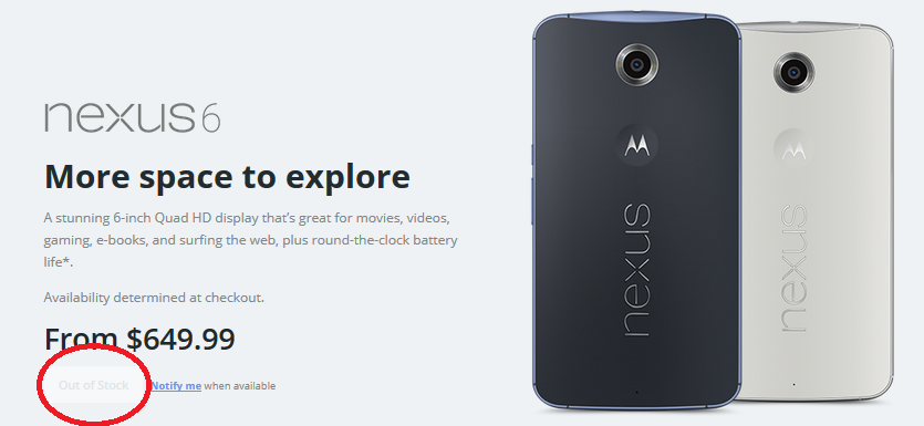 Motorola is sold out of the Nexus 6 - Motorola is also sold out of the Nexus 6