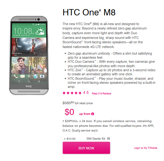 HTC One M8 for Windows is now available from T-Mobile - T-Mobile now offering HTC One M8 for Windows