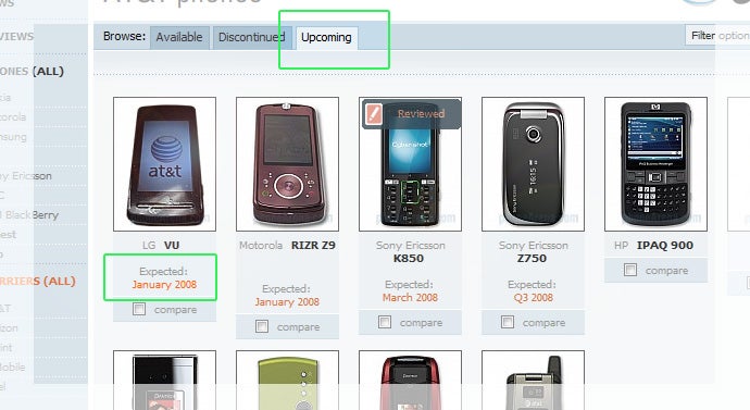 New PhoneArena Feature - Expected Release Dates of US Carrier phones