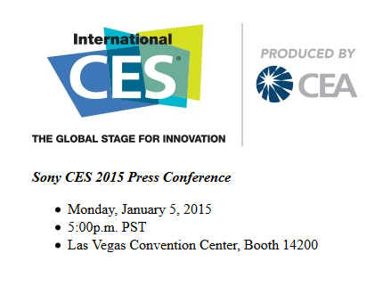 Sony will hold a press conference at CES on January 5th - Sony announces its press conference for CES 2015; Sony Xperia Z4 expected to be introduced