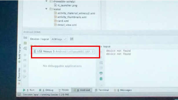 Screenshot reveals that Android 5.1 is powering the Nexus 5 displayed at the conference - Android 5.1 is leaked during conference; new build powers Nexus 5 at Devoxx