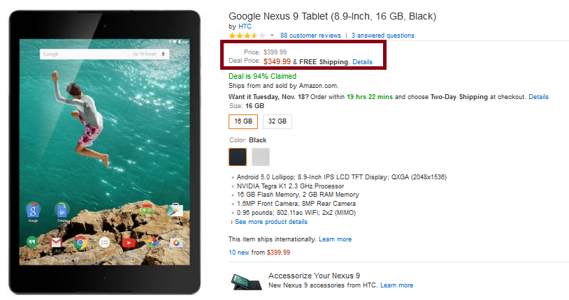 Amazon has the 16GB Wi-Fi only Nexus 9 on sale with a $50 discount - Amazon offers $50 break on 16GB Wi-Fi only Nexus 9 in black