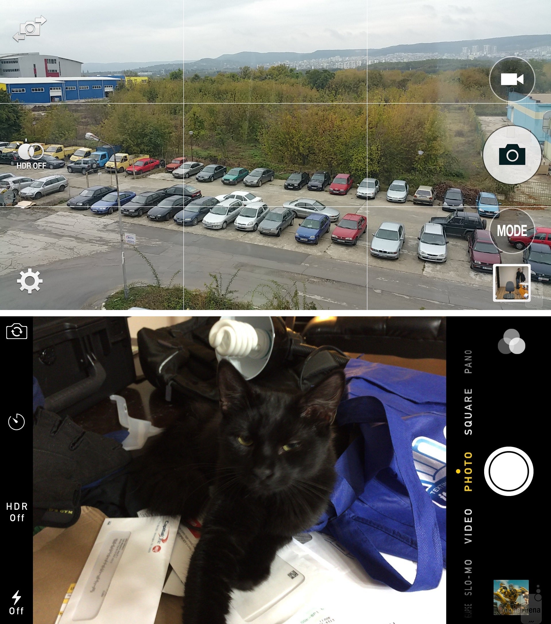 Camera interface - Note 4 (top) vs iPhone 6 Plus (bottom) - Galaxy Note 4 vs iPhone 6 Plus: vote for the better phone