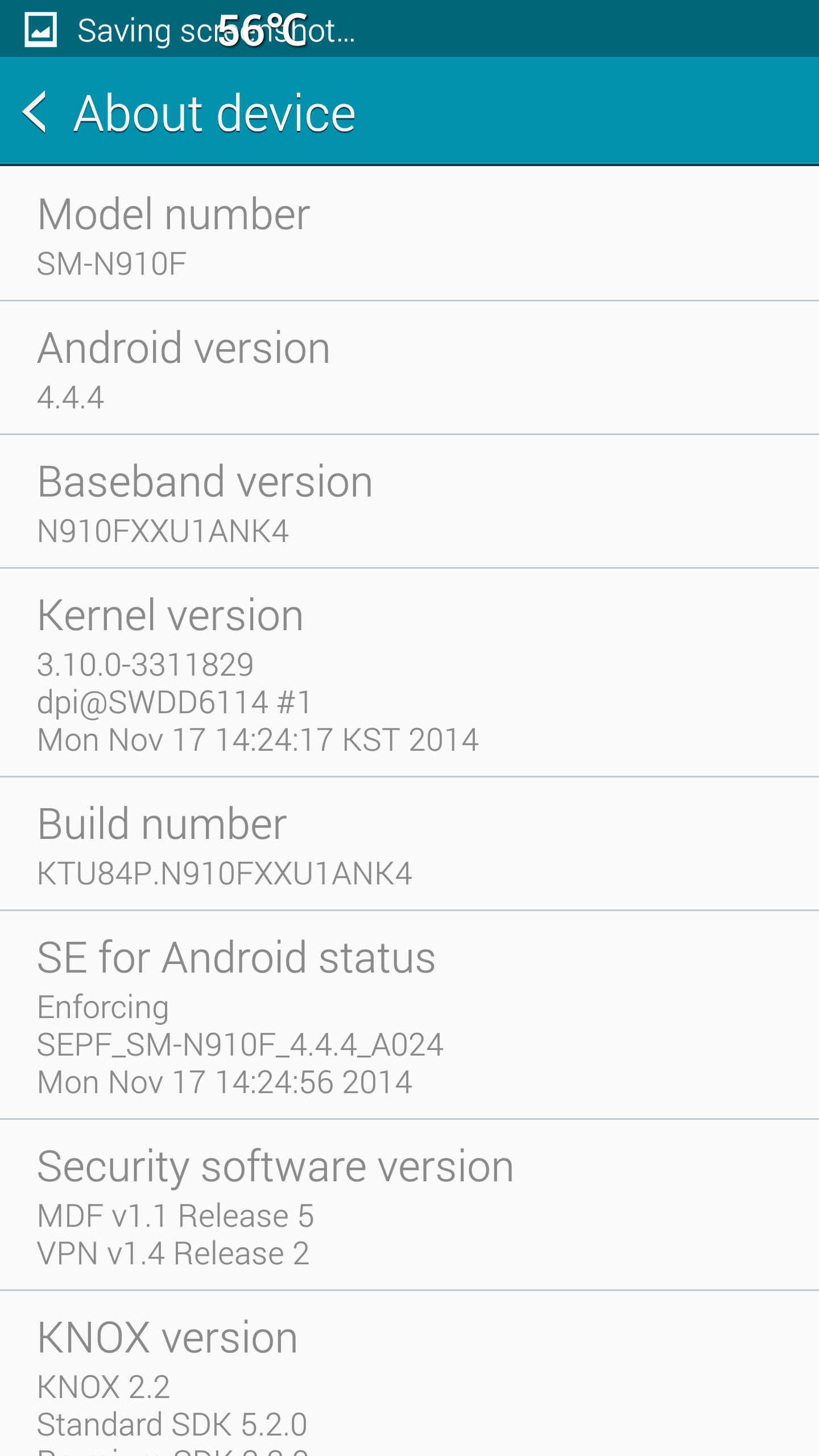 Screenshot by panosfast from the XDA board - Samsung Galaxy Note 4 owners in Europe receive "minor" 137MB OTA update